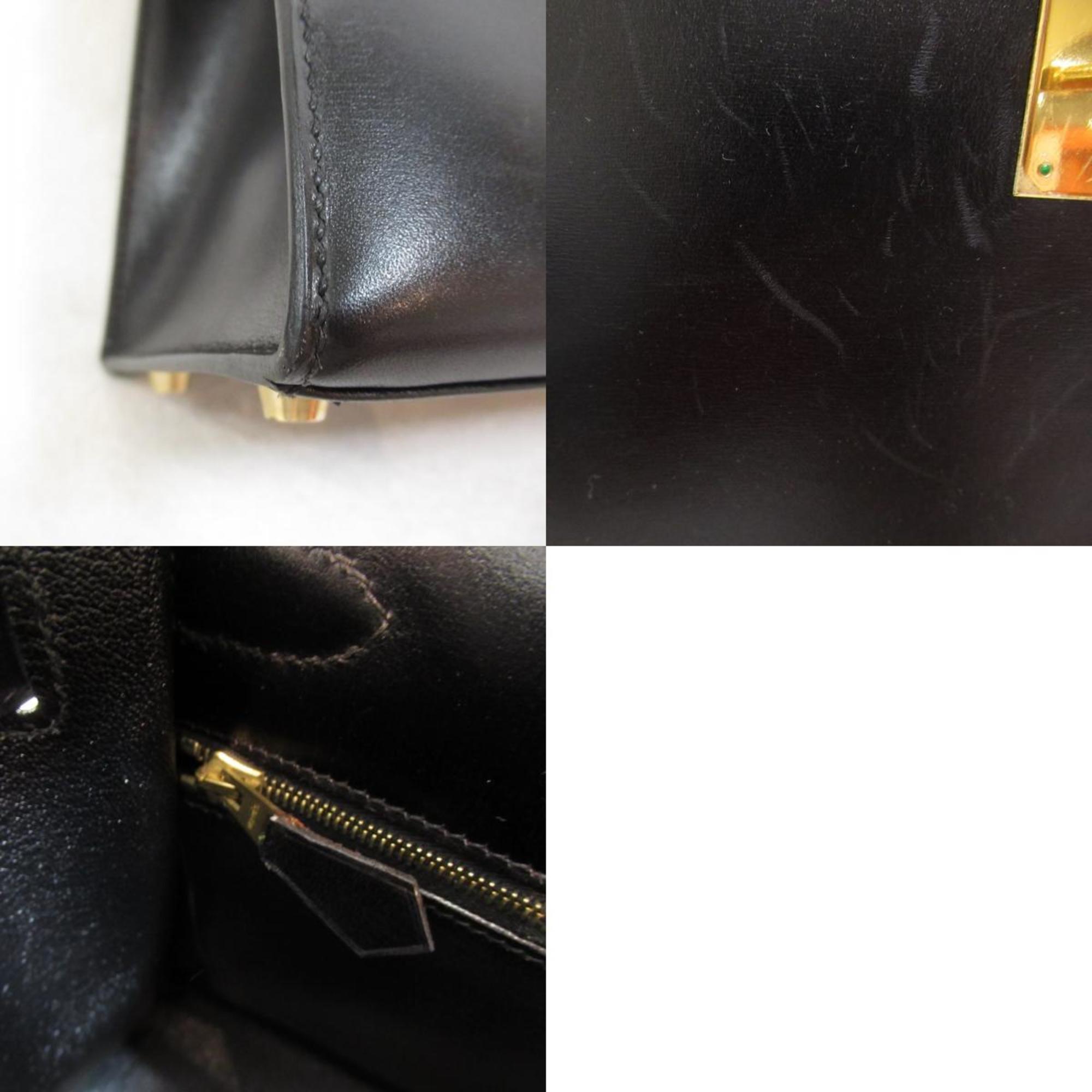 Hermes Kelly 28 Handbag, Outer Stitching, Bag, Leather, Box Calf, Women's, Black