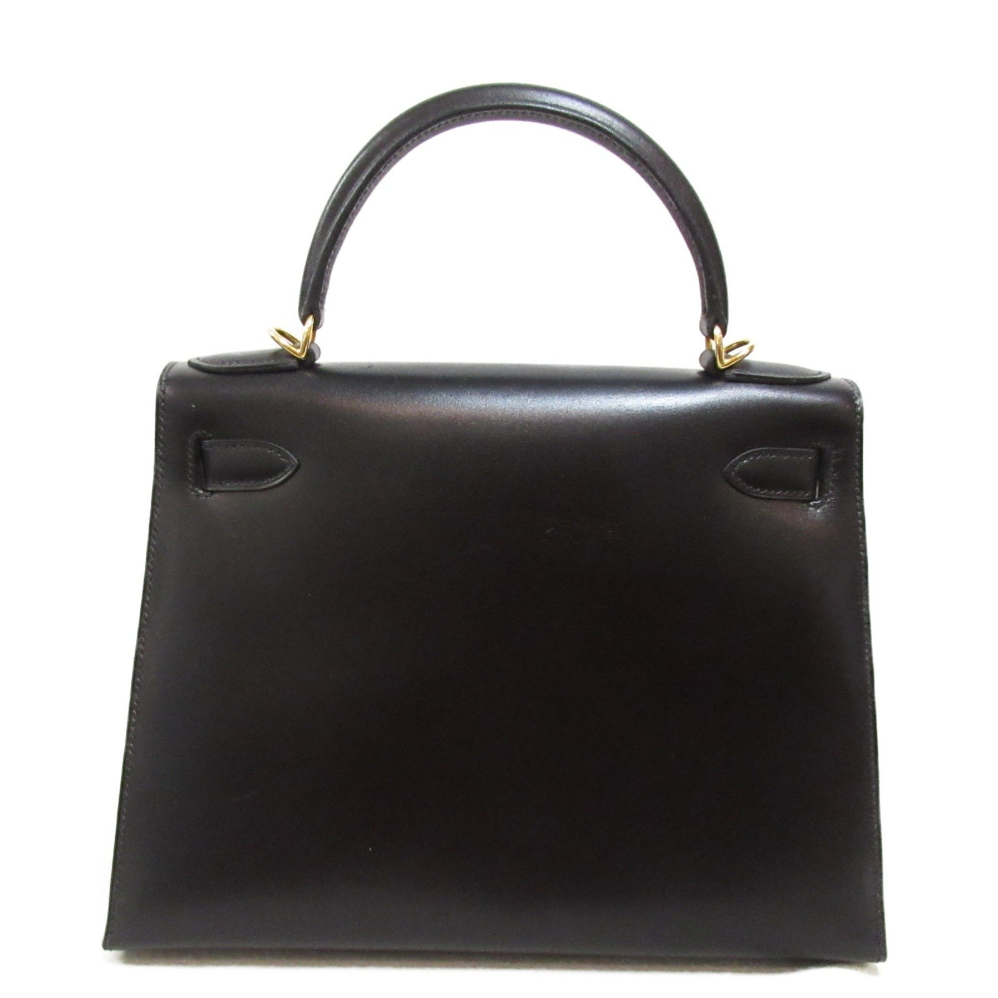 Hermes Kelly 28 Handbag, Outer Stitching, Bag, Leather, Box Calf, Women's, Black