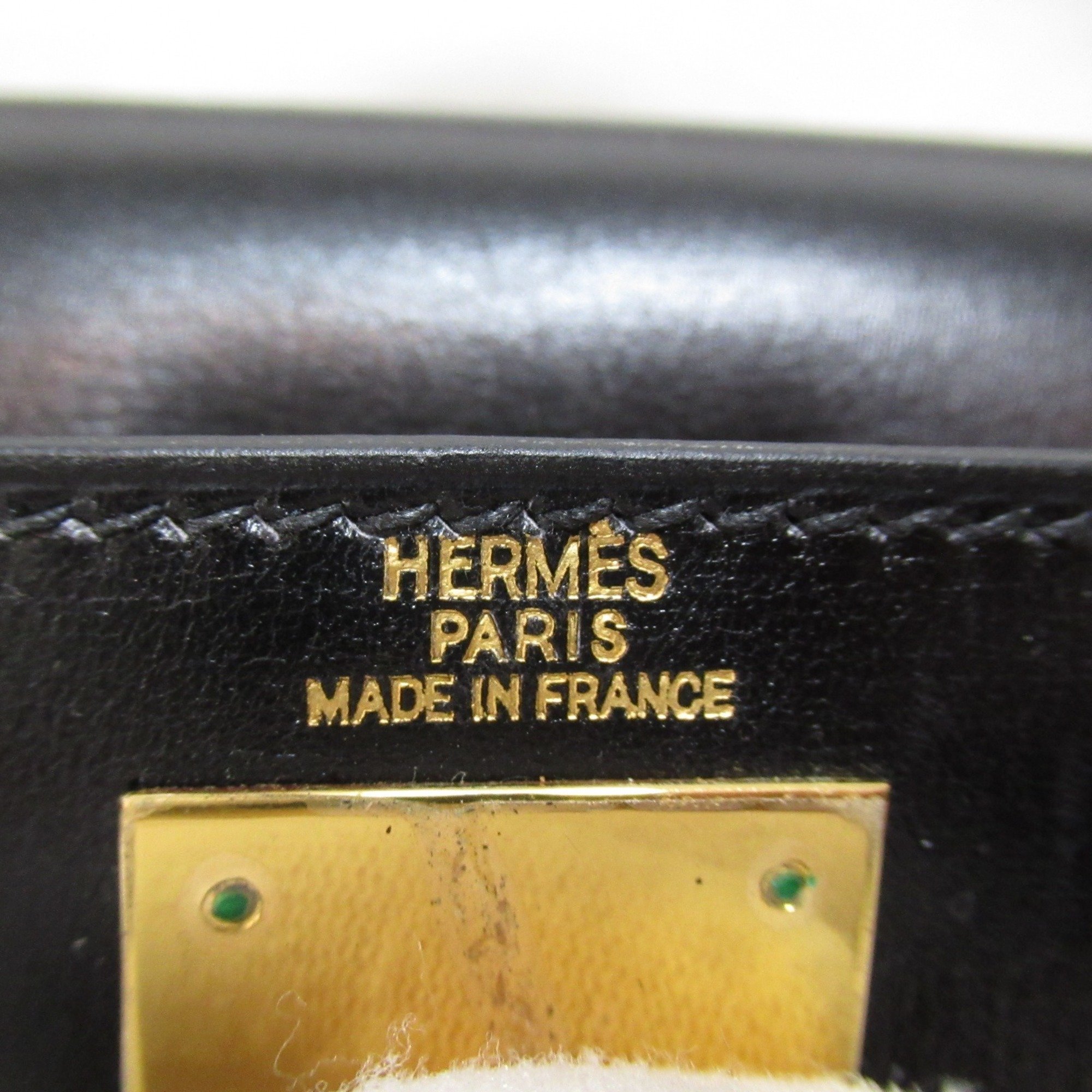 Hermes Kelly 28 Handbag, Outer Stitching, Bag, Leather, Box Calf, Women's, Black