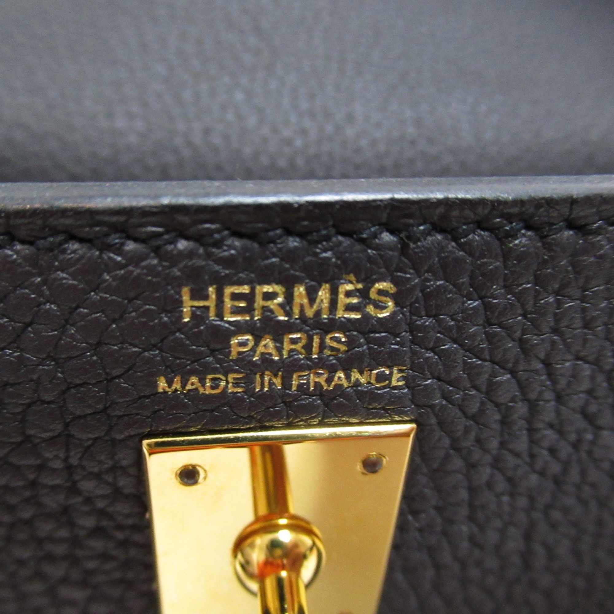 Hermes Kelly 25 Black Handbag Inner Stitching Bag Leather Togo Women's 044624CC