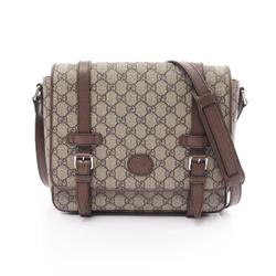 Gucci GG Supreme Shoulder Bag Coated Canvas Leather Men's Women's Beige Brown 658542