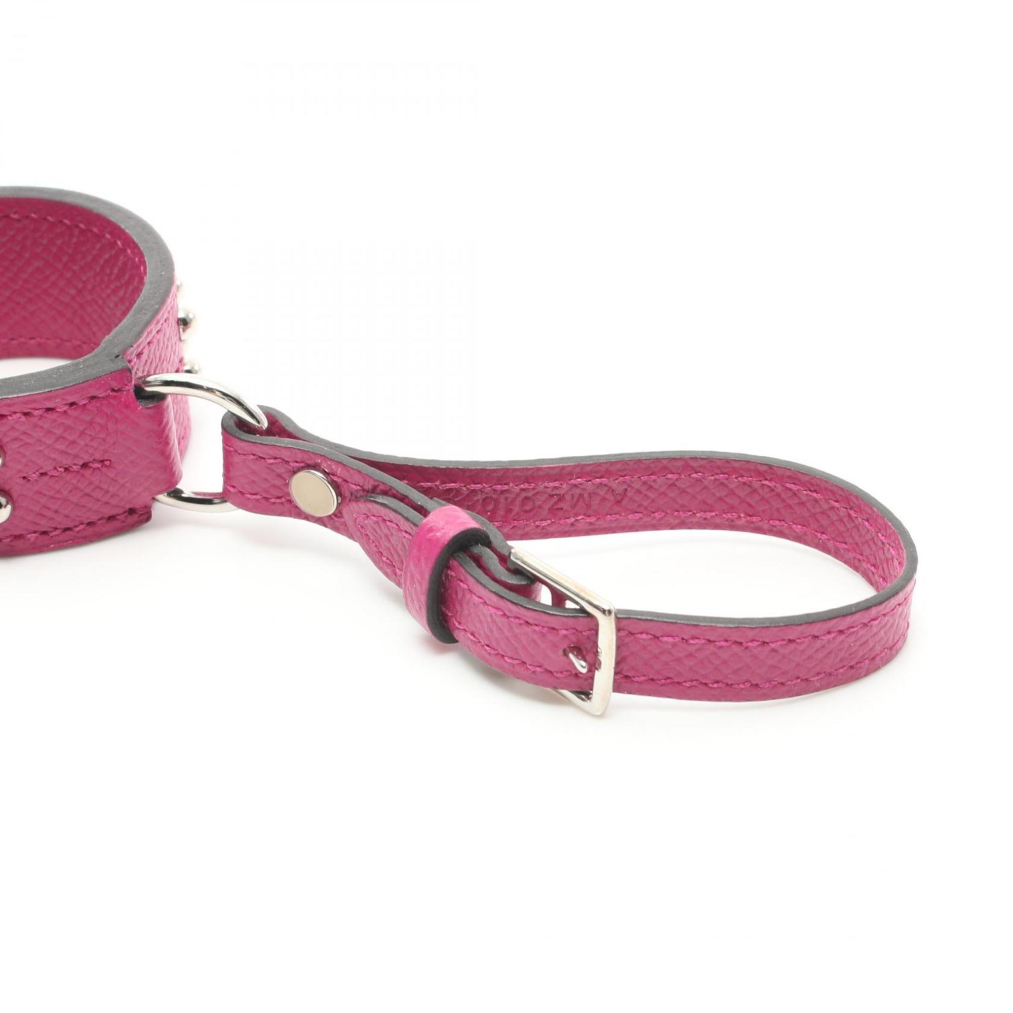 Hermes HERMES Portecle Collier de Chien Aneau Rose Purple Charm Epsom Leather Women's Pink