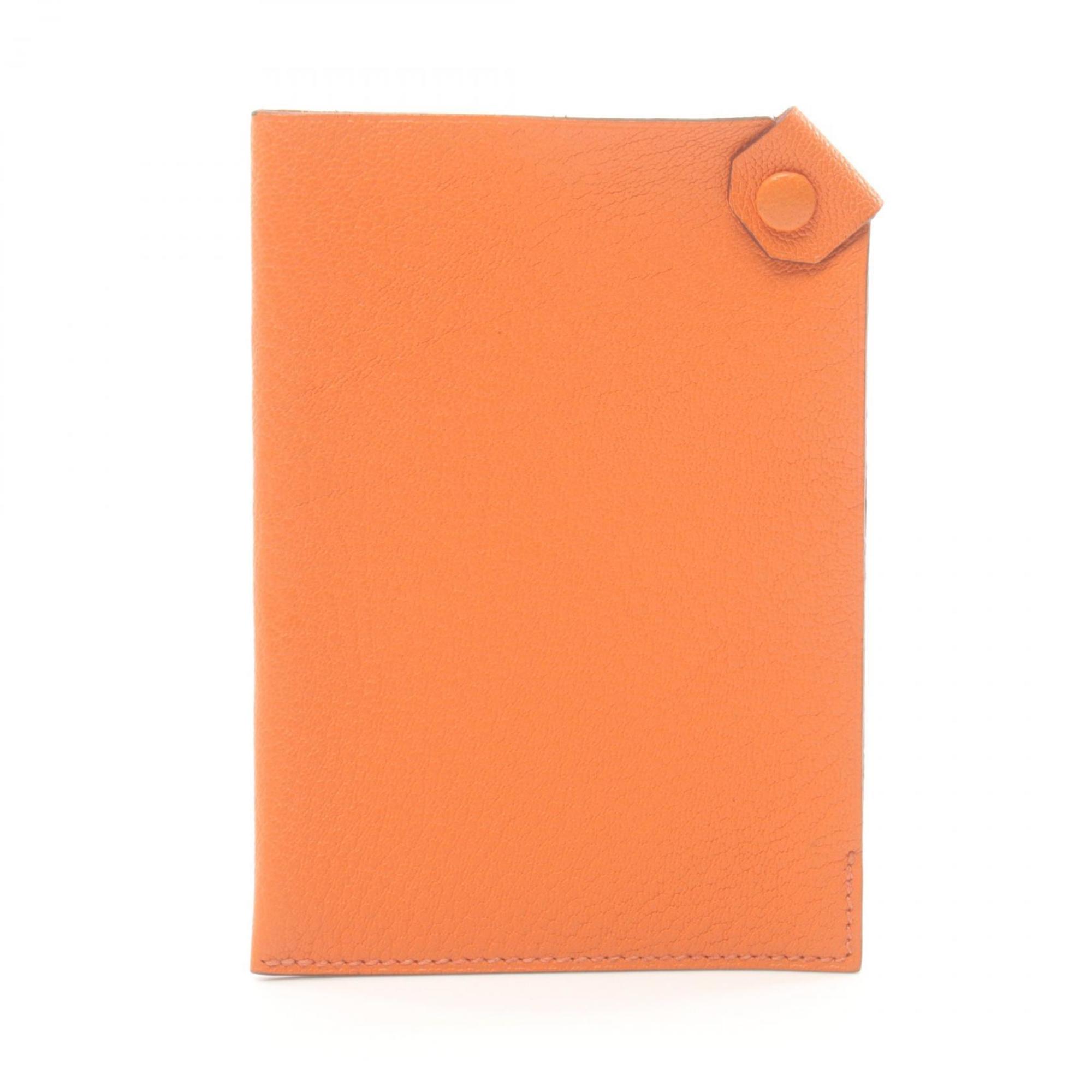 Hermes HERMES Tarmac PM Passport Case Notebook Cover Chevre Women's Orange