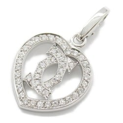 Cartier 2C Heart Charm Diamond Top Pendant K18WG (White Gold) Ladies Clear