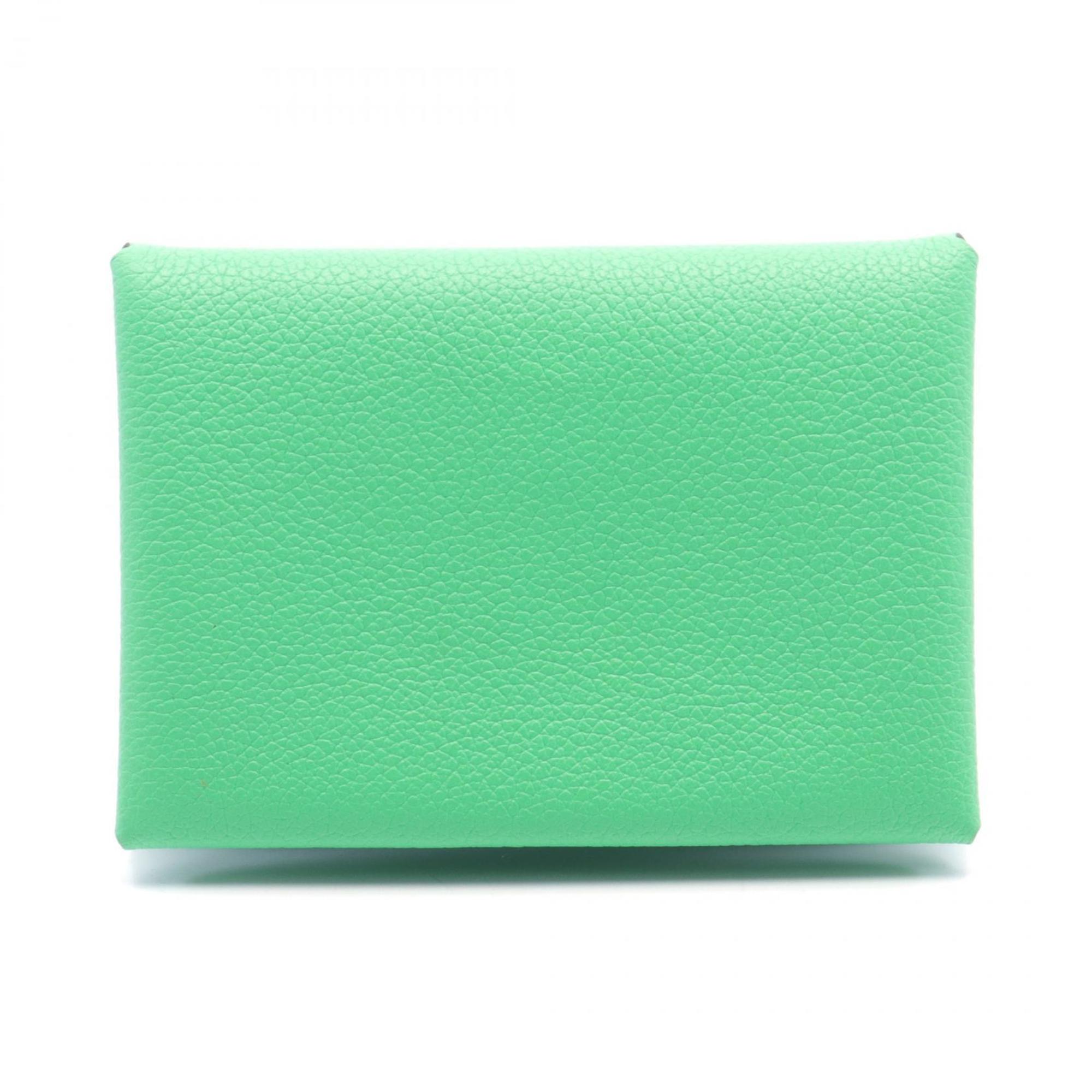 Hermes HERMES Calvi Duo Vert Comic Wallet/Coin Case Wallet Evercolor Women's Green