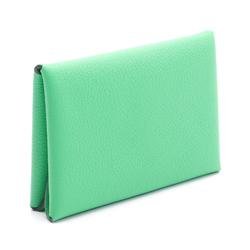 Hermes HERMES Calvi Duo Vert Comic Wallet/Coin Case Wallet Evercolor Women's Green