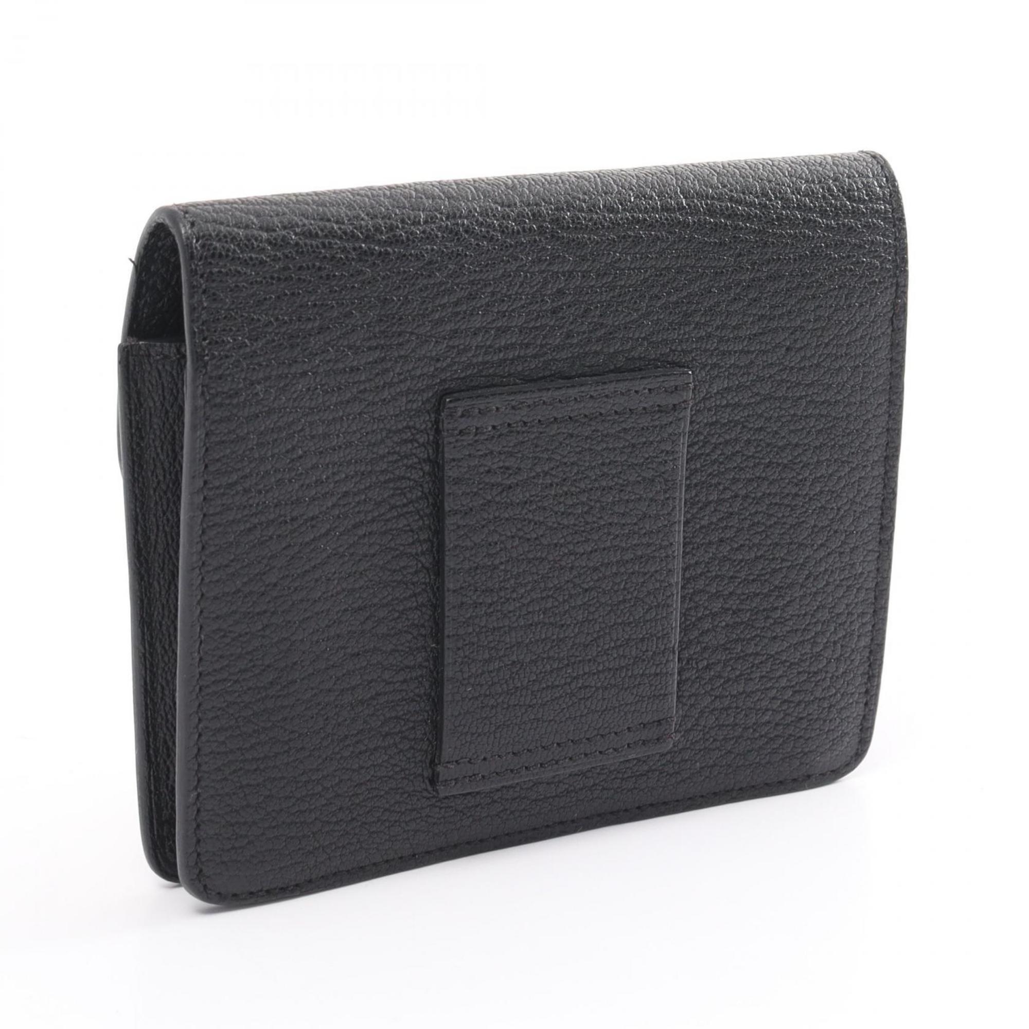 Hermes HERMES Louris Bi-fold Wallet Chevre Women's Black