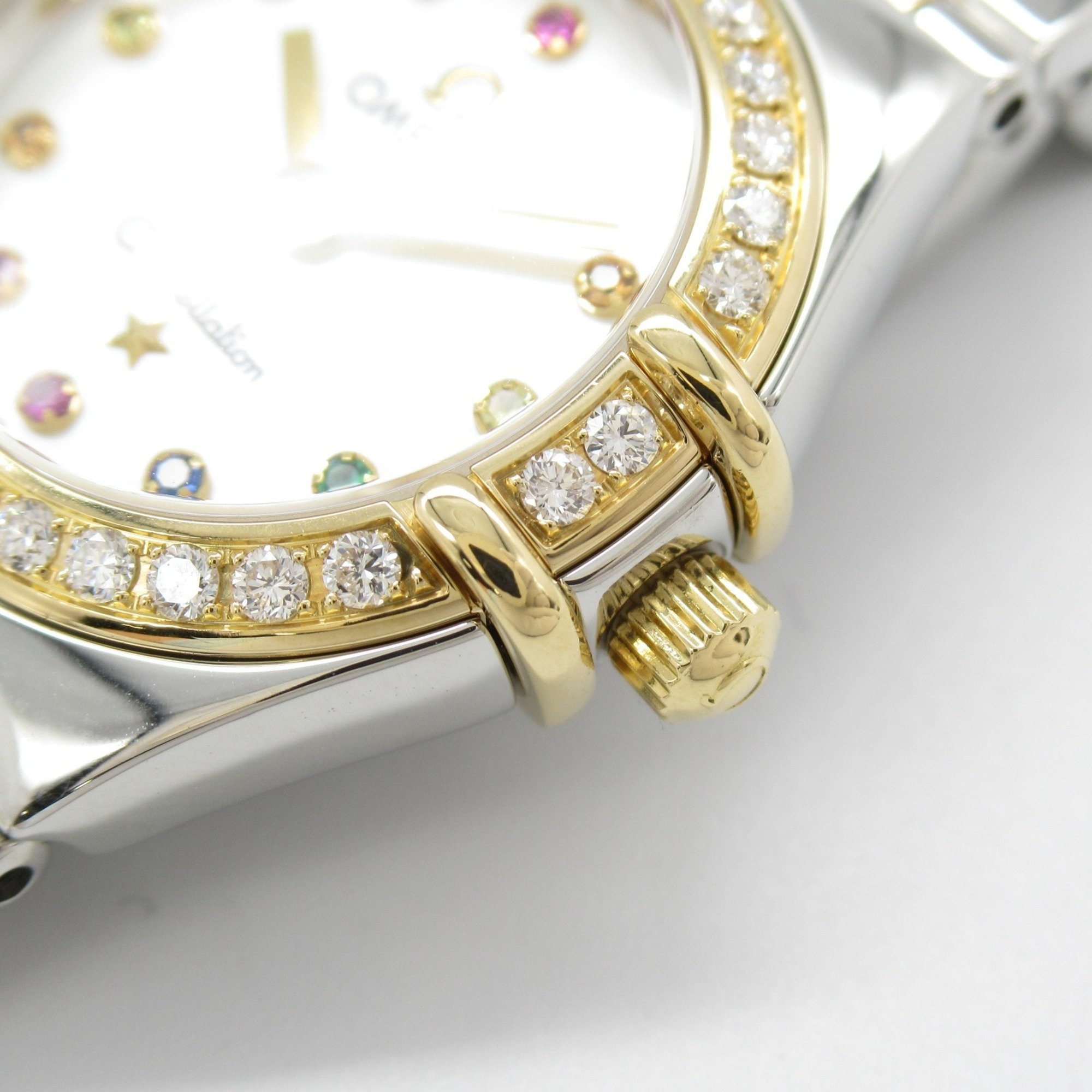 OMEGA Constellation Iris Diamond Bezel Watch Wristwatch K18 (Yellow Gold) Stainless Steel Ladies White Shell 1365.79