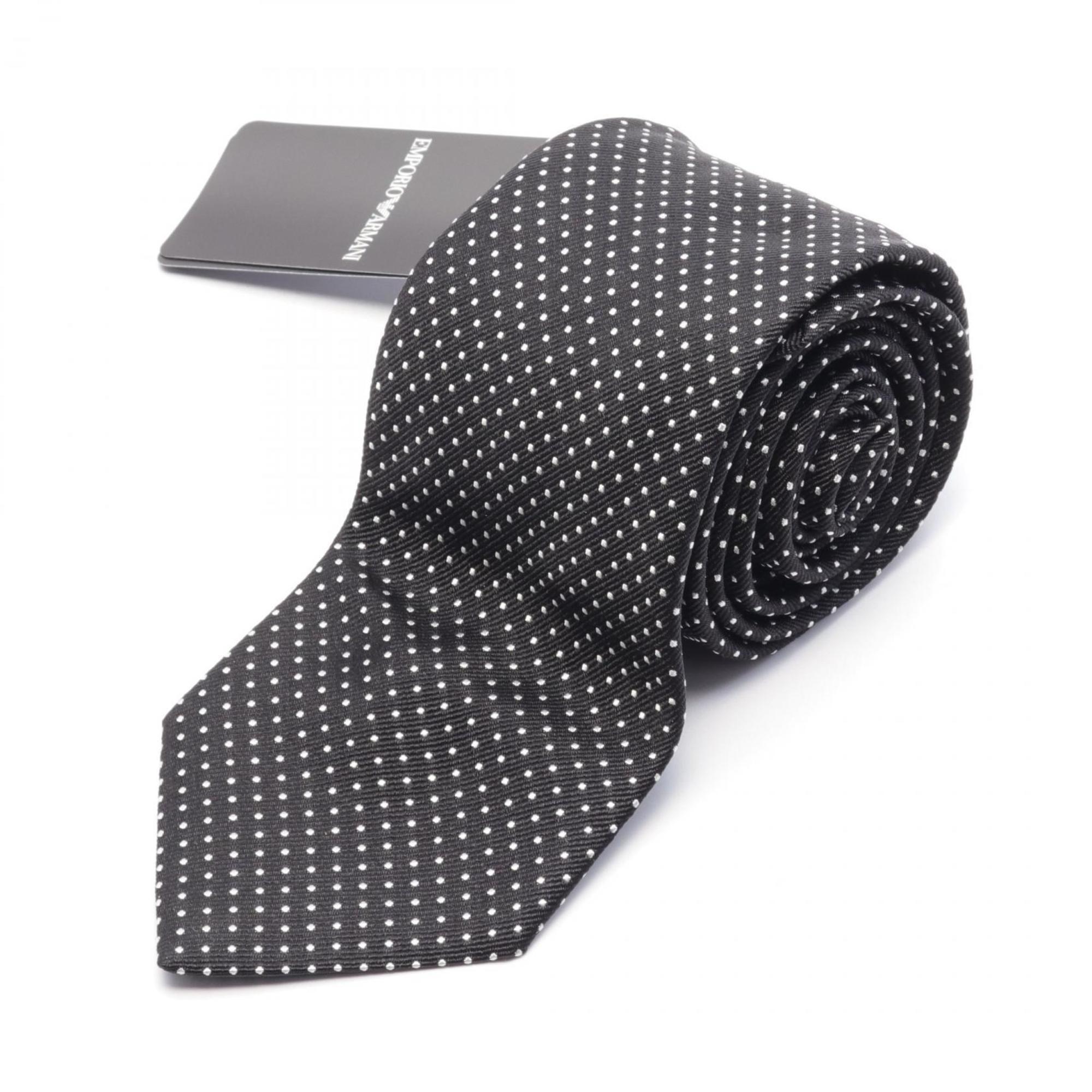 Emporio Armani Necktie Clothing Silk Men's Black White