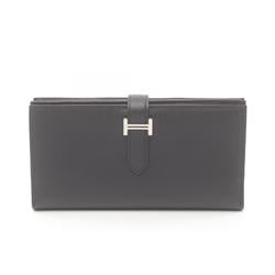 Hermes HERMES Bearn Soufflet Bi-fold Long Wallet Epsom Leather Women's Black