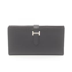 Hermes HERMES Bearn Soufflet Bi-fold Long Wallet Epsom Leather Women's Black