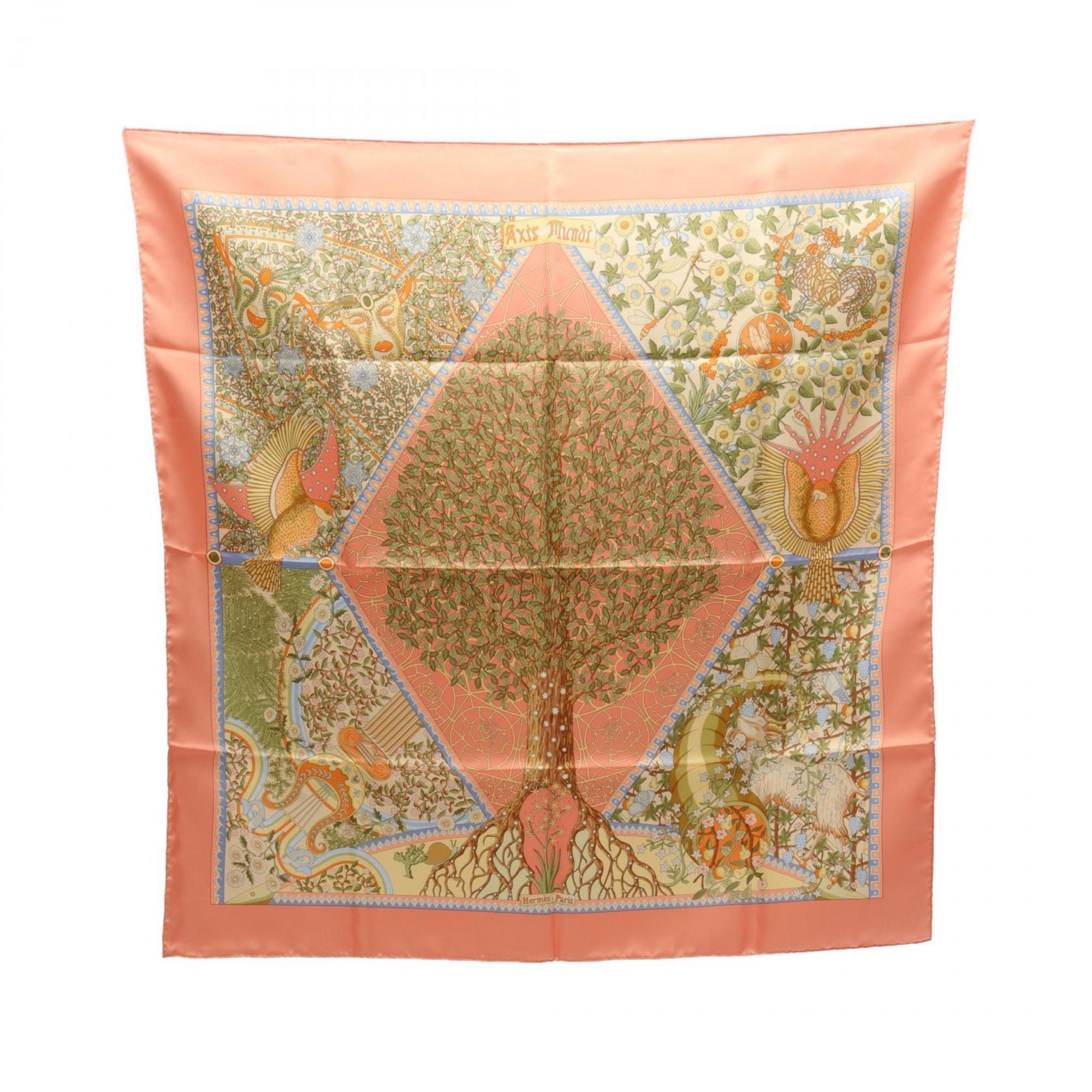 Hermes HERMES Carré 90 Axis Mundi Scarf Silk Women's Pink Multicolor