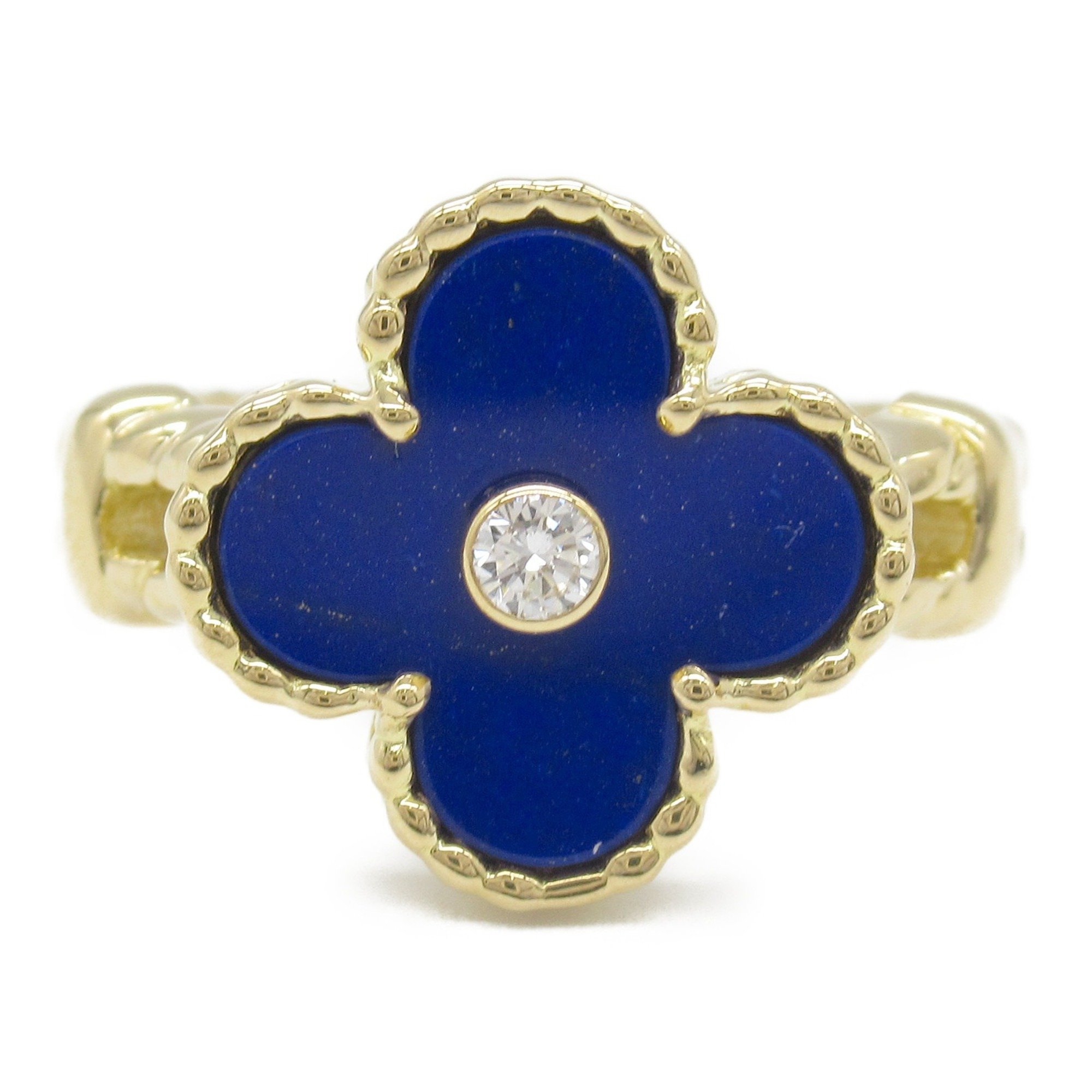 Van Cleef & Arpels Alhambra Ring, K18 (yellow gold), diamond, lapis lazuli, ladies, clear, blue