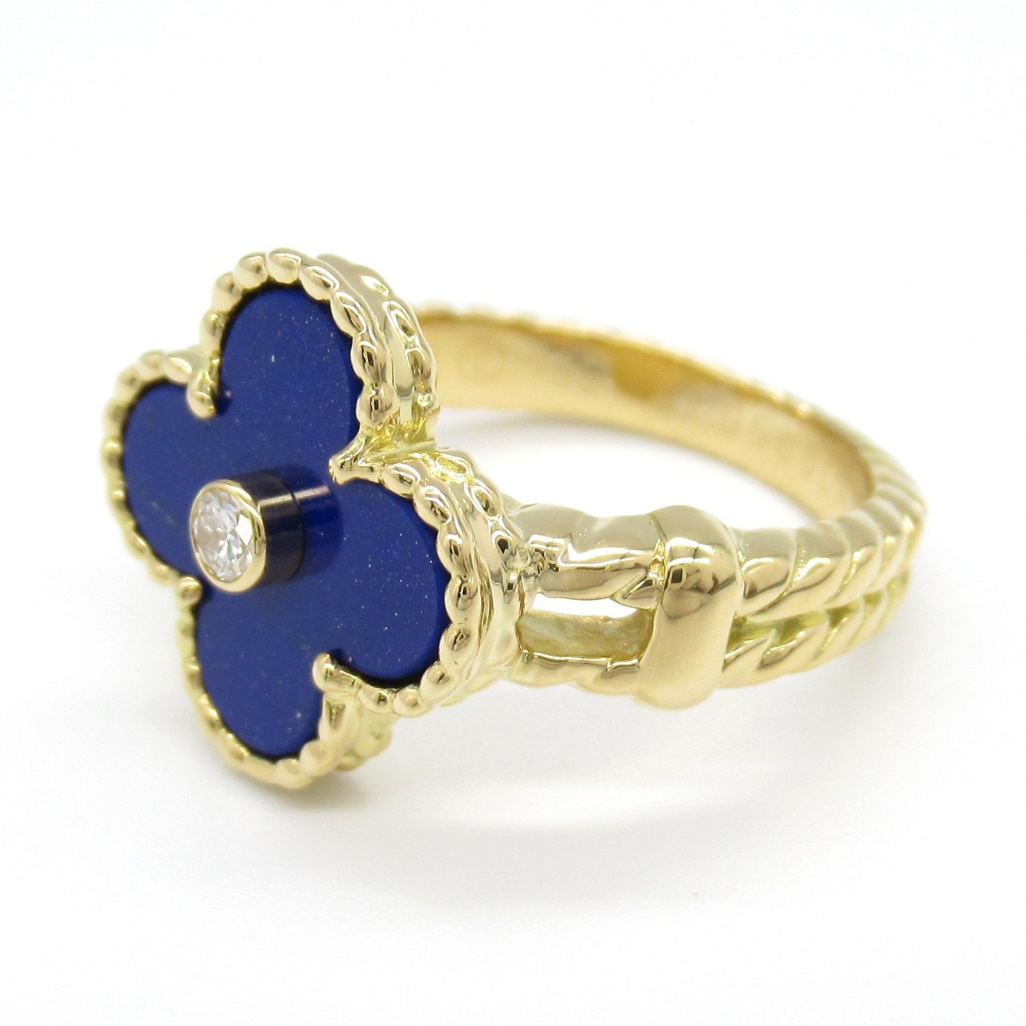 Van Cleef & Arpels Alhambra Ring, K18 (yellow gold), diamond, lapis lazuli, ladies, clear, blue