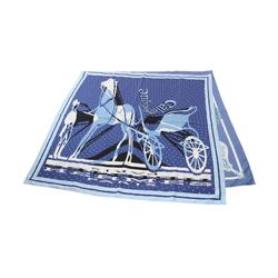 Hermes Caleche Elastique Etriers Remix Silk Scarf for Women Blue Multicolor