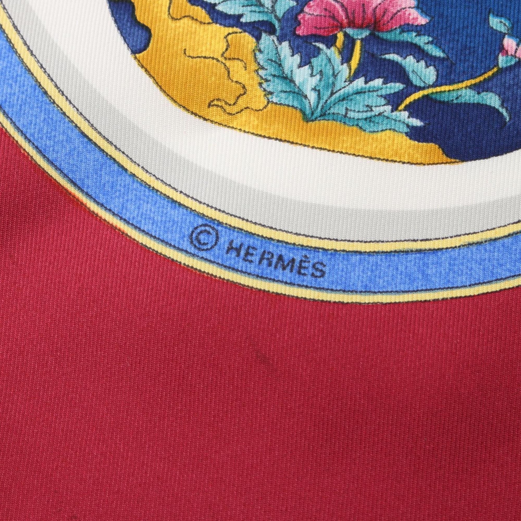 Hermes HERMES Carré 90 "Que importe le flacon" Scarf Silk Women's Bordeaux White Multicolor