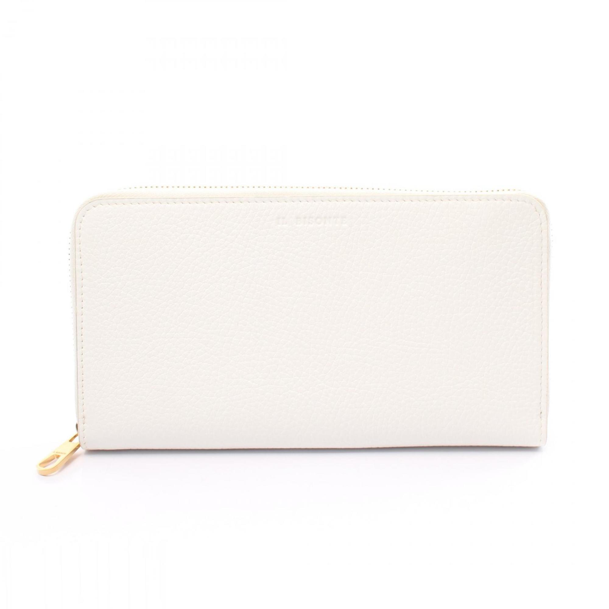 IL BISONTE Round Long Wallet Leather Men's Women's White