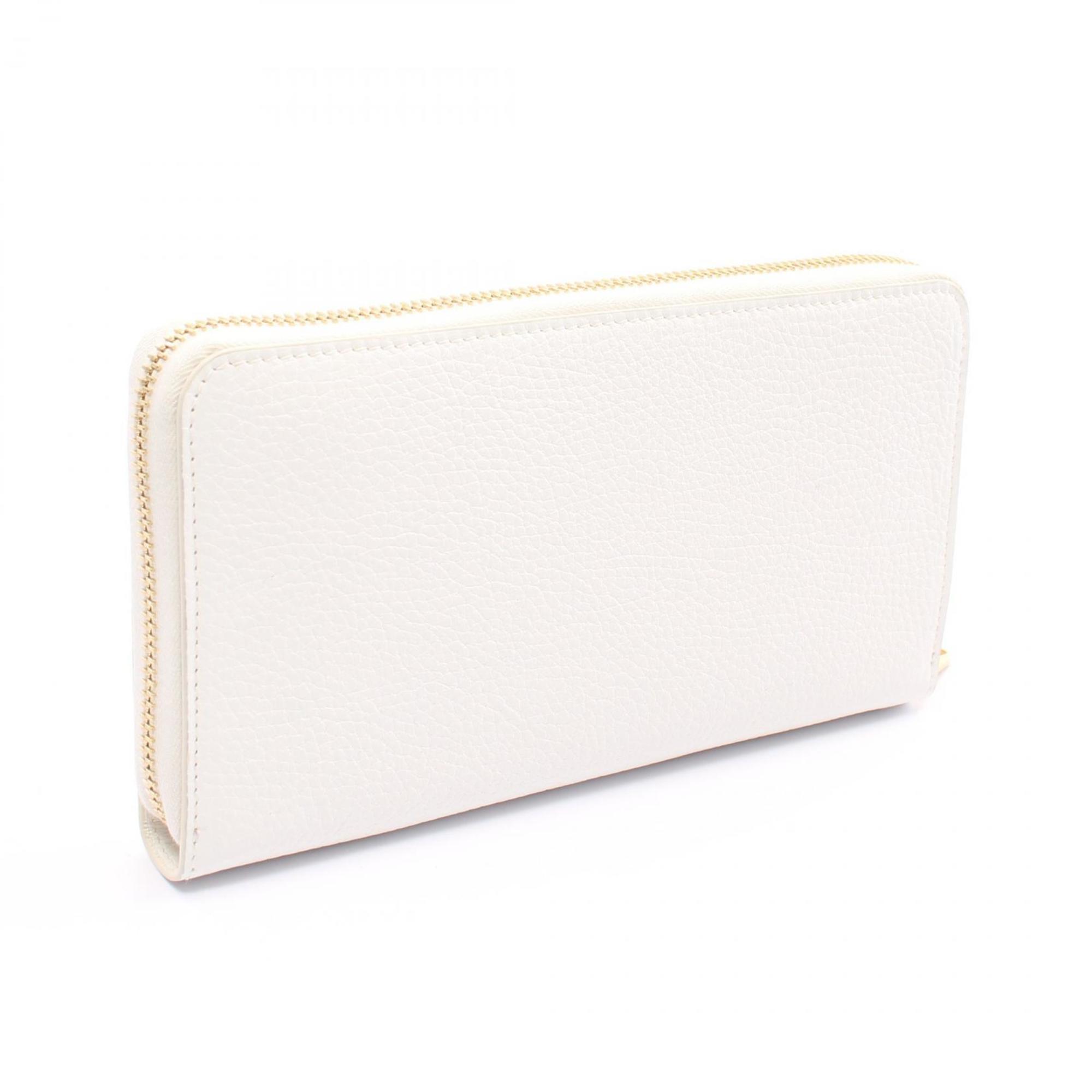 IL BISONTE Round Long Wallet Leather Men's Women's White