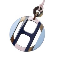 Hermes HERMES H Equipe Necklace Leather Buffalo Horn Women's Blue Pink Multicolor