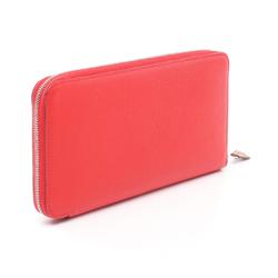 Hermes HERMES Azap Long Silk In Round Wallet Epsom Leather Women's Red