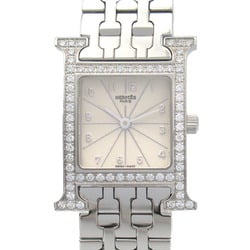 Hermes HERMES H Watch Diamond Bezel Wristwatch Stainless Steel Ladies Ivory HH1.230