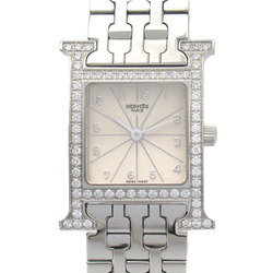 Hermes HERMES H Watch Diamond Bezel Wristwatch Stainless Steel Ladies Ivory HH1.230