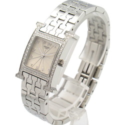 Hermes HERMES H Watch Diamond Bezel Wristwatch Stainless Steel Ladies Ivory HH1.230