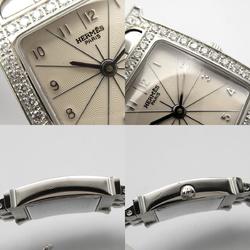 Hermes HERMES H Watch Diamond Bezel Wristwatch Stainless Steel Ladies Ivory HH1.230