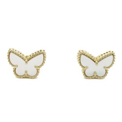 Van Cleef & Arpels Sweet Alhambra Papillon Earrings, K18 (yellow gold), mother-of-pearl, white, for women