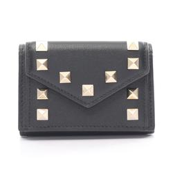 Valentino Rockstud Small Wallet Tri-fold Long Leather Women's Black VW2P0Q47BOL