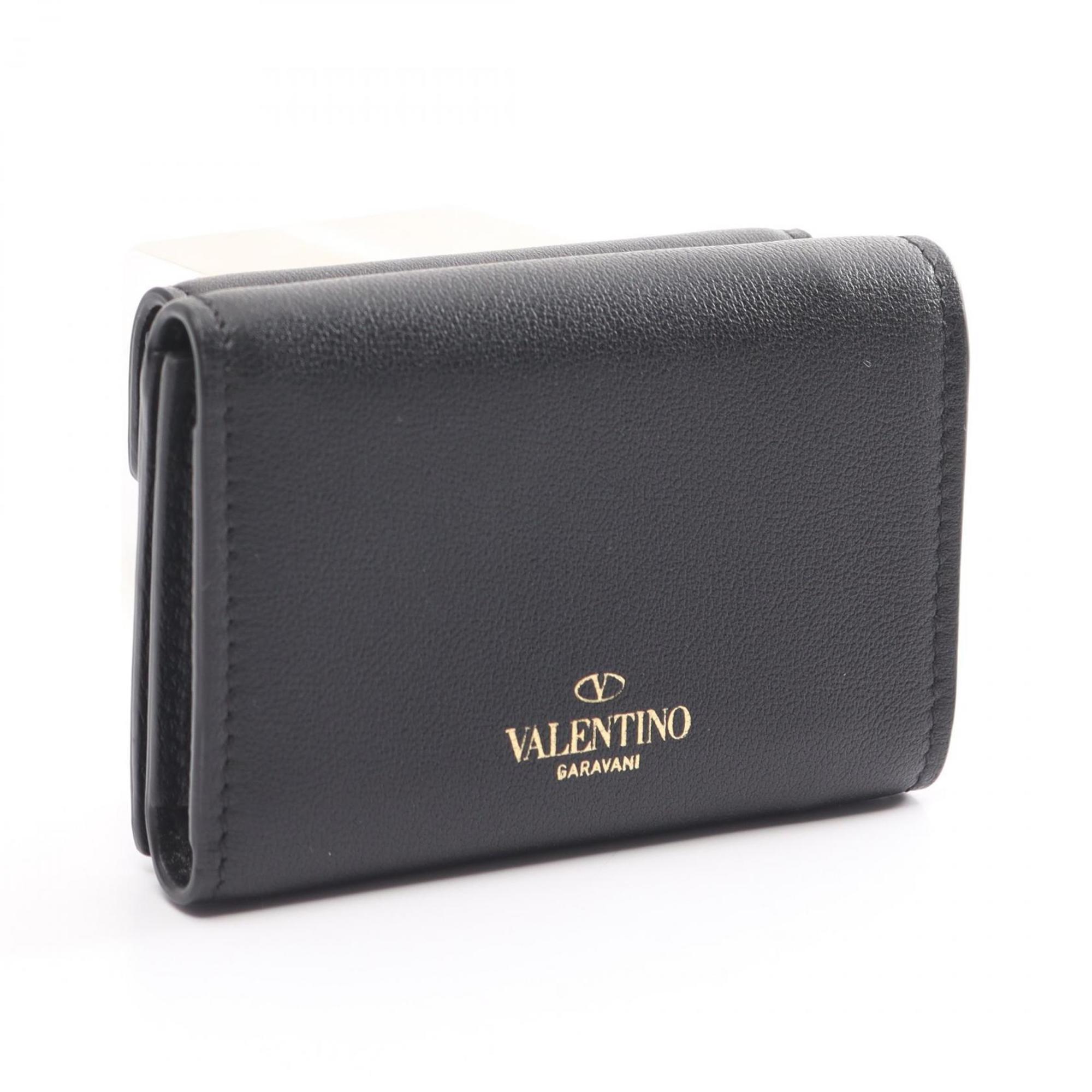 Valentino Rockstud Small Wallet Tri-fold Long Leather Women's Black VW2P0Q47BOL