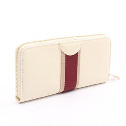 IL BISONTE SOLARIA Round Long Wallet Leather Fabric Men's Women's White Multicolor