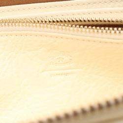 IL BISONTE SOLARIA Round Long Wallet Leather Fabric Men's Women's White Multicolor