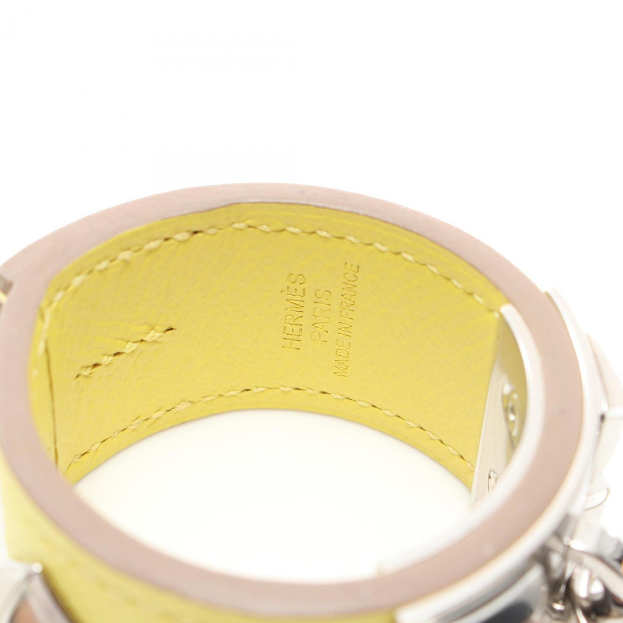 Hermes HERMES Portecle Collier de Chien Lime Charm Epsom Leather Women's Yellow