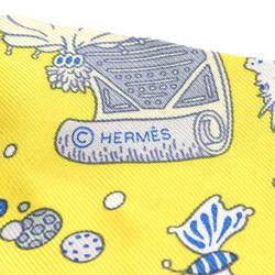 Hermes LA FOLLE PARADE Twilly Silk Scarf for Women Yellow Blue Multicolor