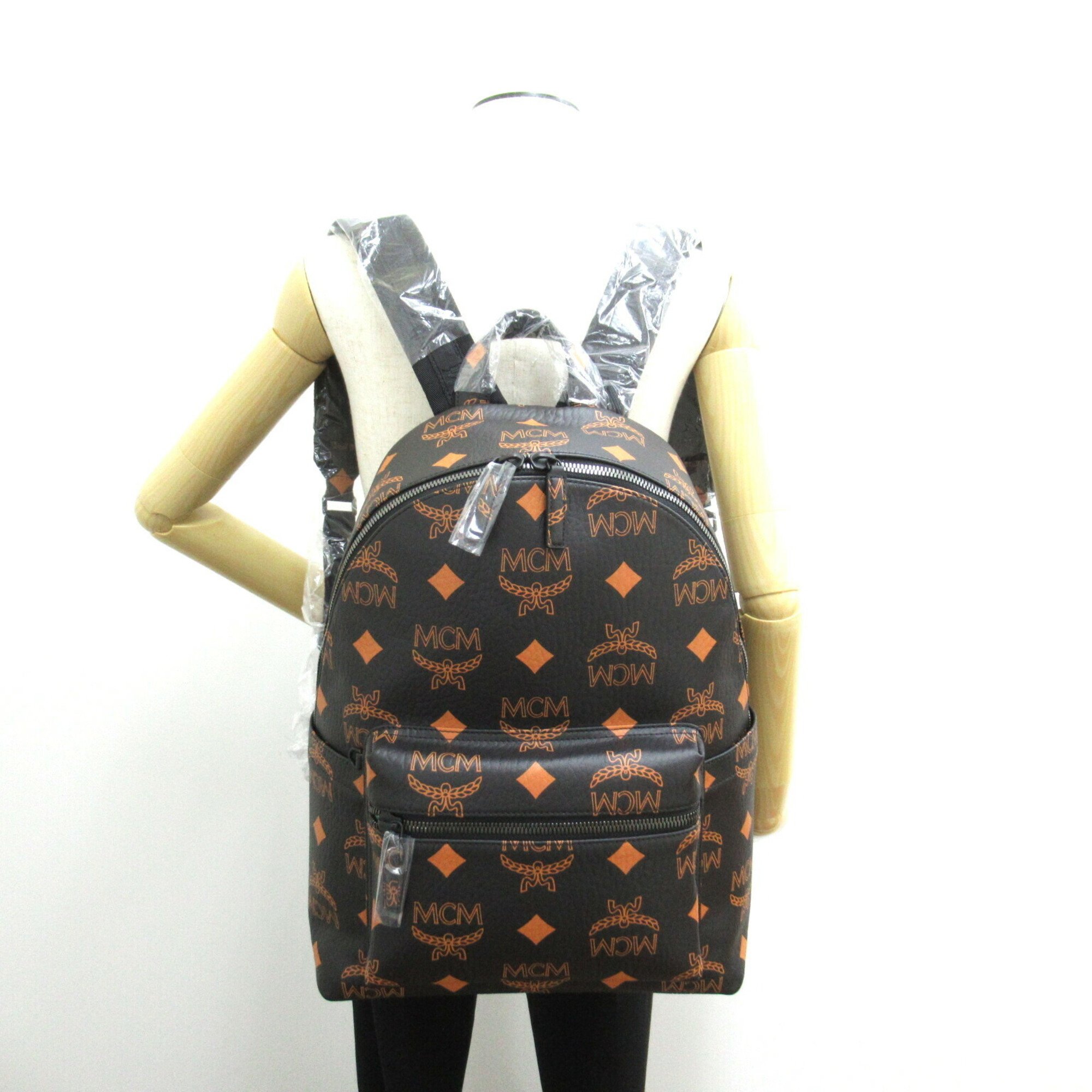 MCM Backpack Rucksack Bag Polyurethane Polyester Other Men's Women's Black Brown MMKDAVE01