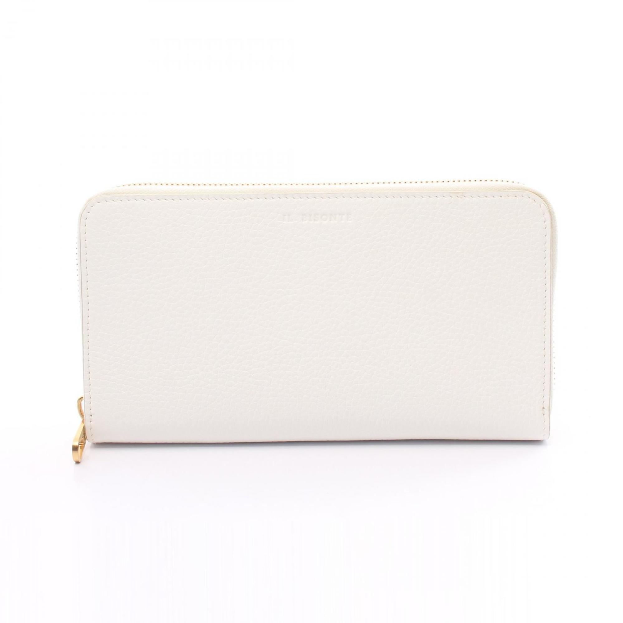 IL BISONTE Round Long Wallet Leather Men's Women's White