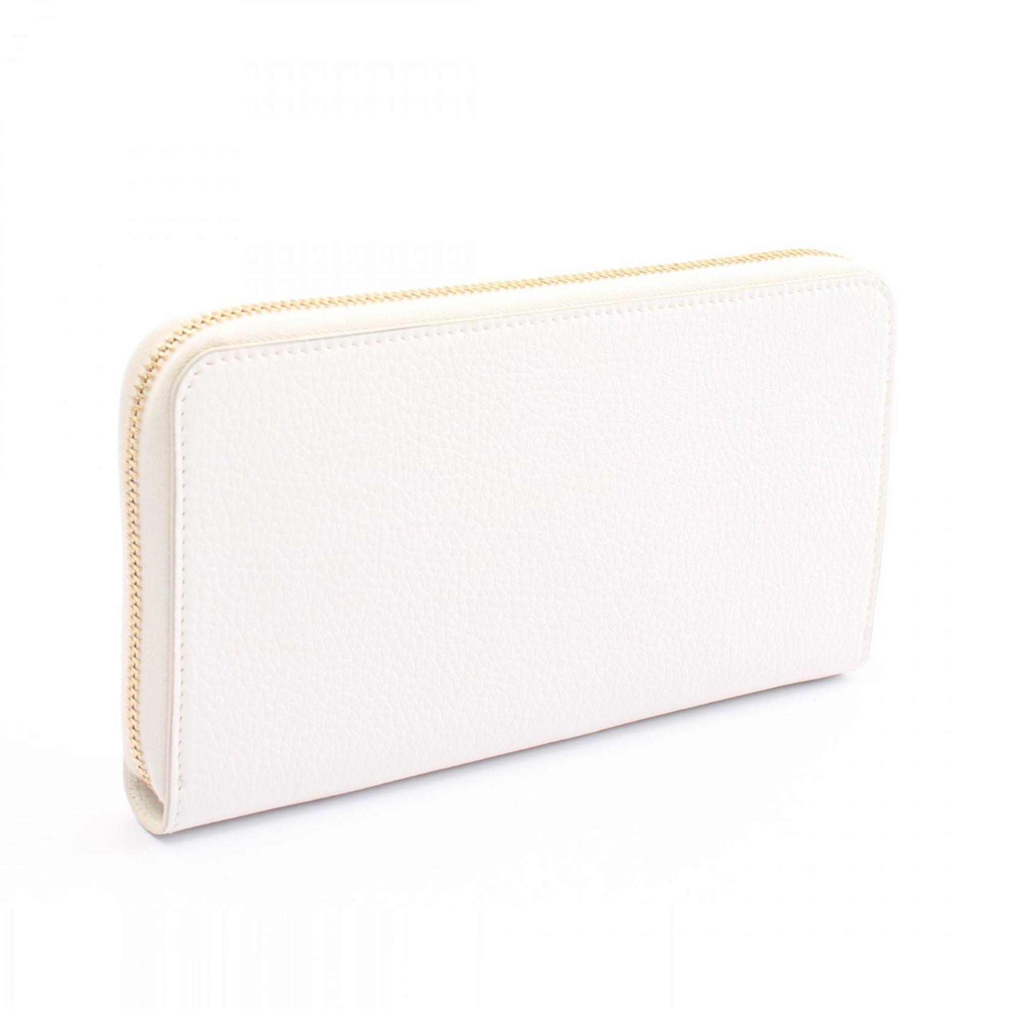 IL BISONTE Round Long Wallet Leather Men's Women's White