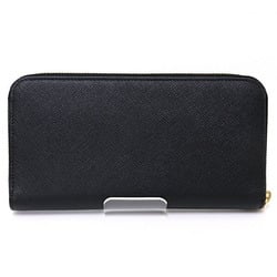 PRADA Saffiano Triangle Zip Around Long Wallet in Calf Leather 1ML506_QHH_F0002 Black