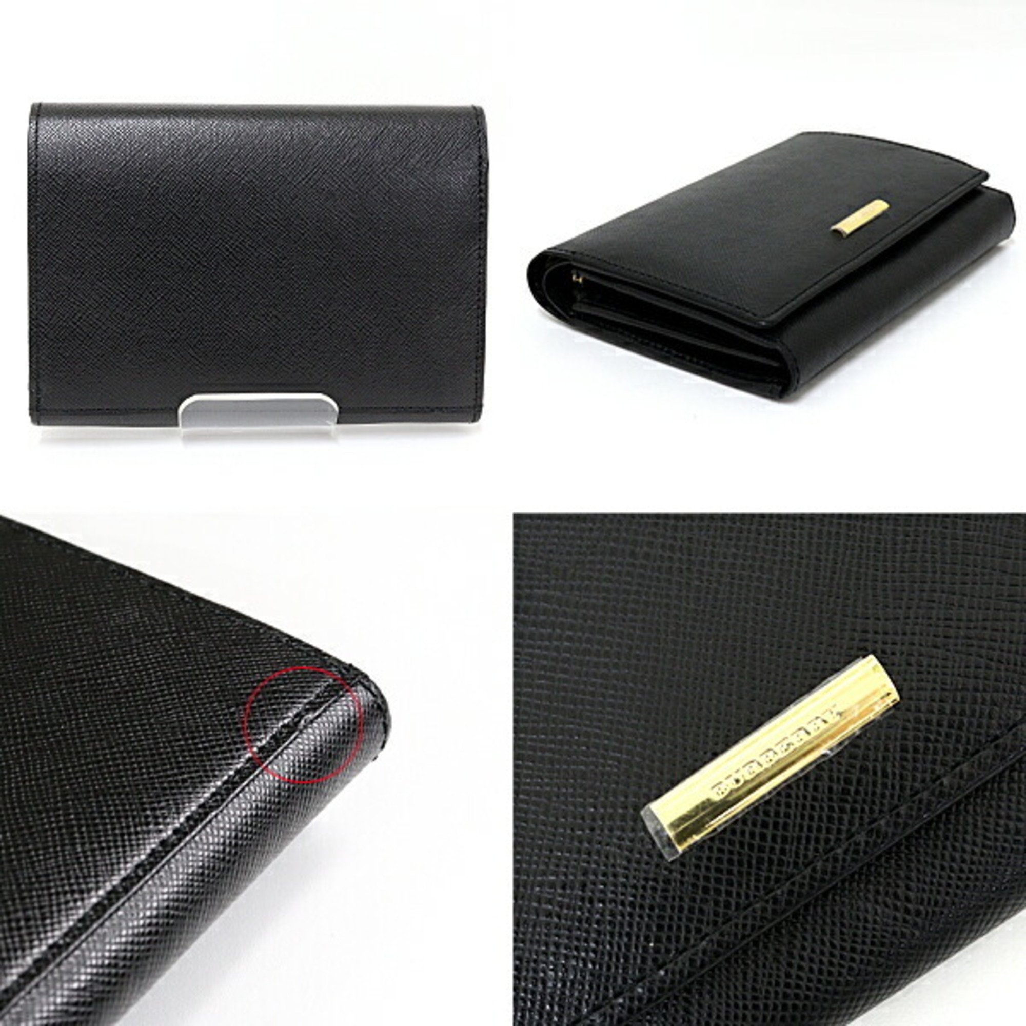 Burberry Compact Wallet Bi-fold Plate Leather YT4606 Nova Check Black