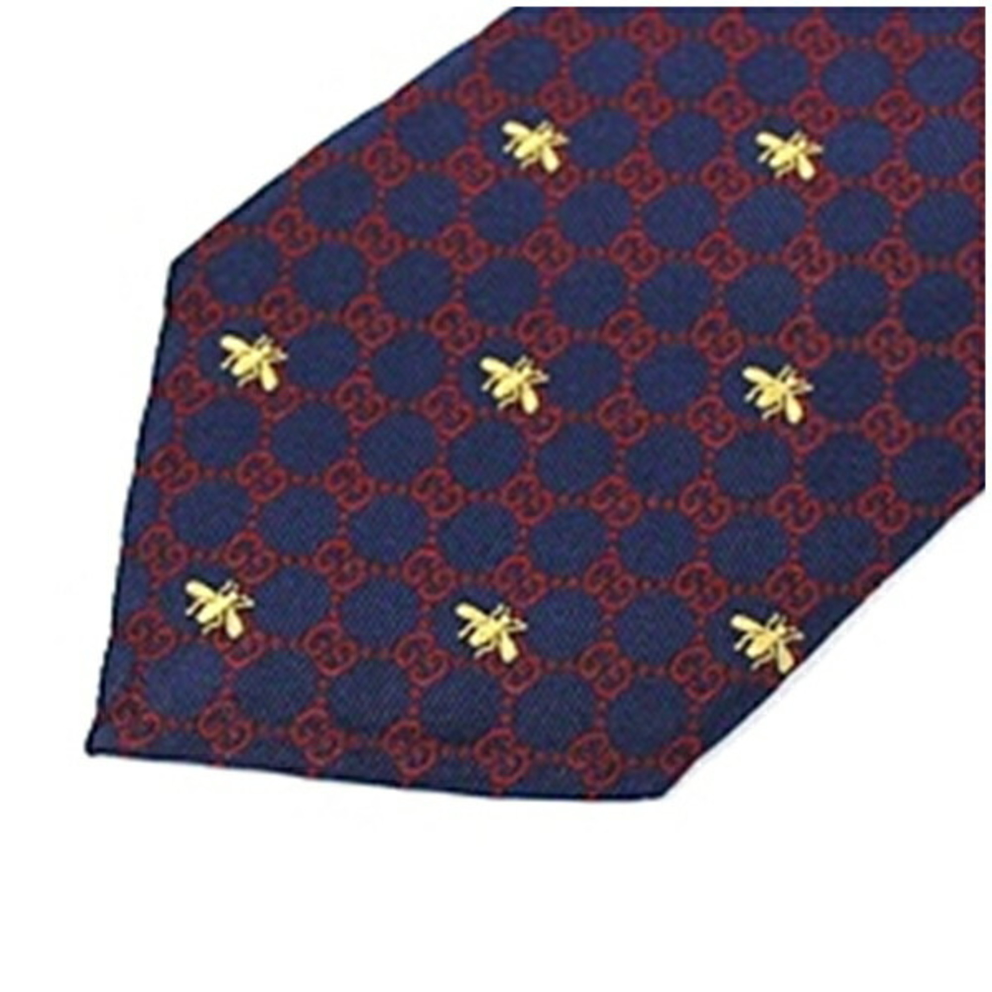 Gucci Silk Narrow Tie Bee & GG Pattern Navy Current Product GUCCI Men's