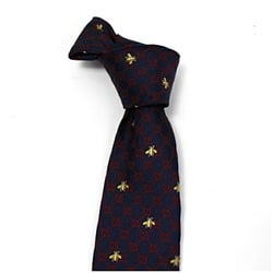 Gucci Silk Narrow Tie Bee & GG Pattern Navy Current Product GUCCI Men's