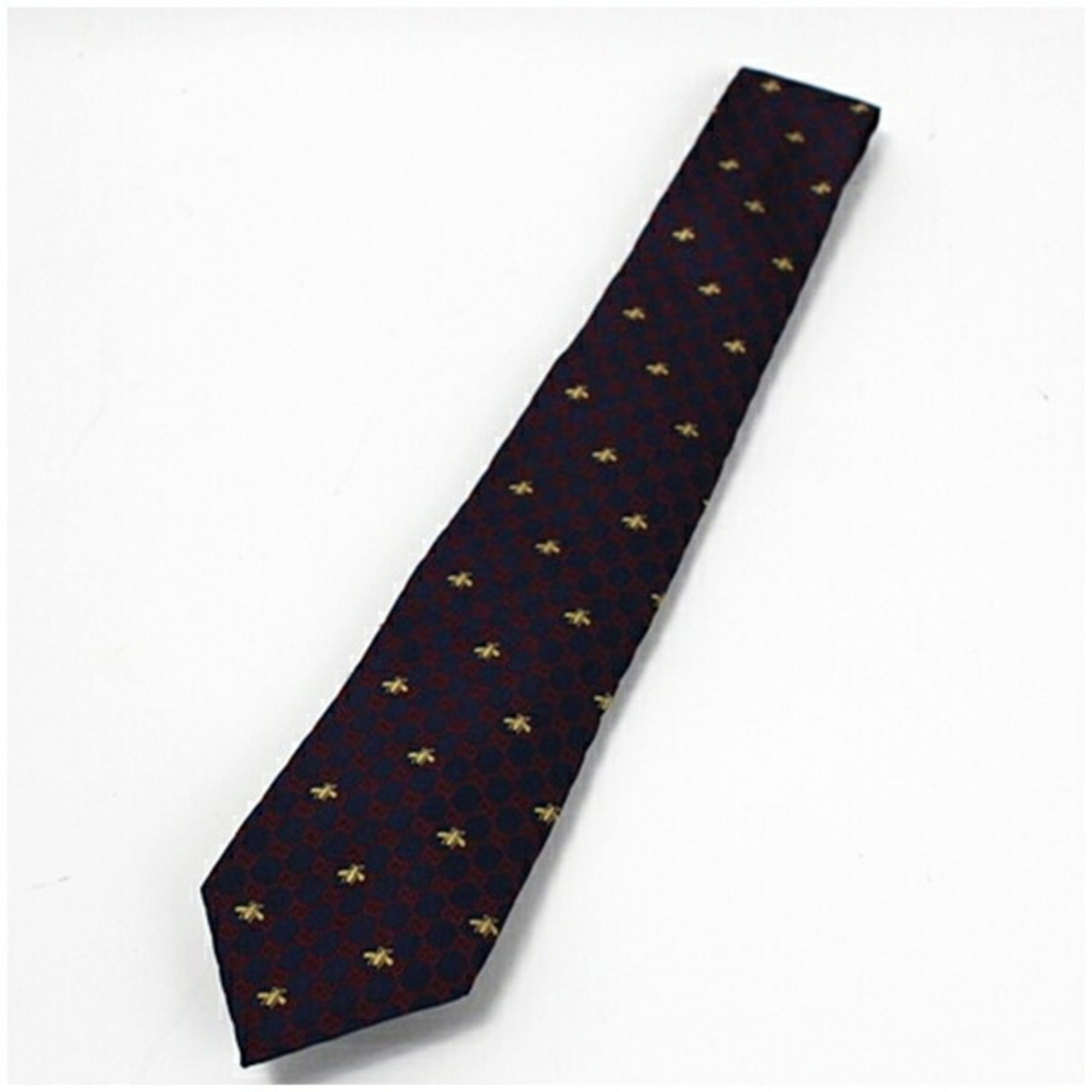 Gucci Silk Narrow Tie Bee & GG Pattern Navy Current Product GUCCI Men's