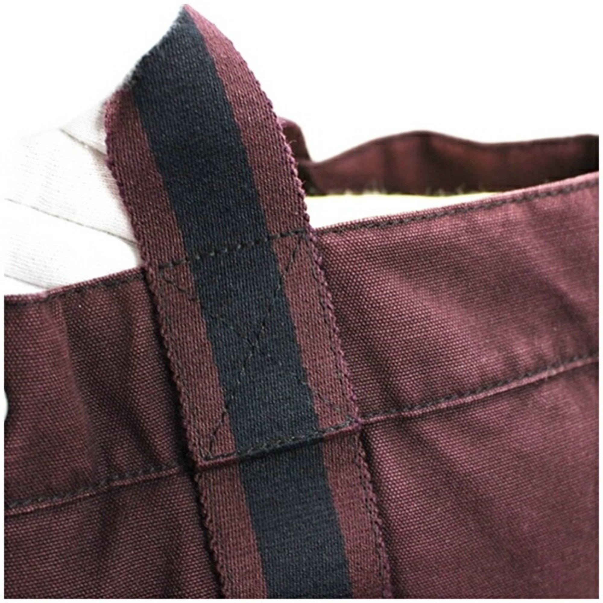 Hermes Foul Tote MM Canvas Bag Black x Wine Red HERMES Women's Men's Unisex