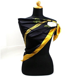 Chanel scarf muffler black x yellow CHANEL women's