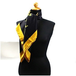 Chanel scarf muffler black x yellow CHANEL women's