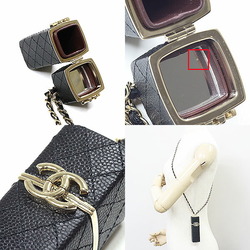 Chanel Lipstick Case with Chain Strap Calf Leather Black/Light Gold AP2192 Matelasse