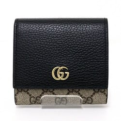 GUCCI Double G Bicolor Medium Wallet GG Supreme Canvas Black Leather 598587 Beige & Ebony