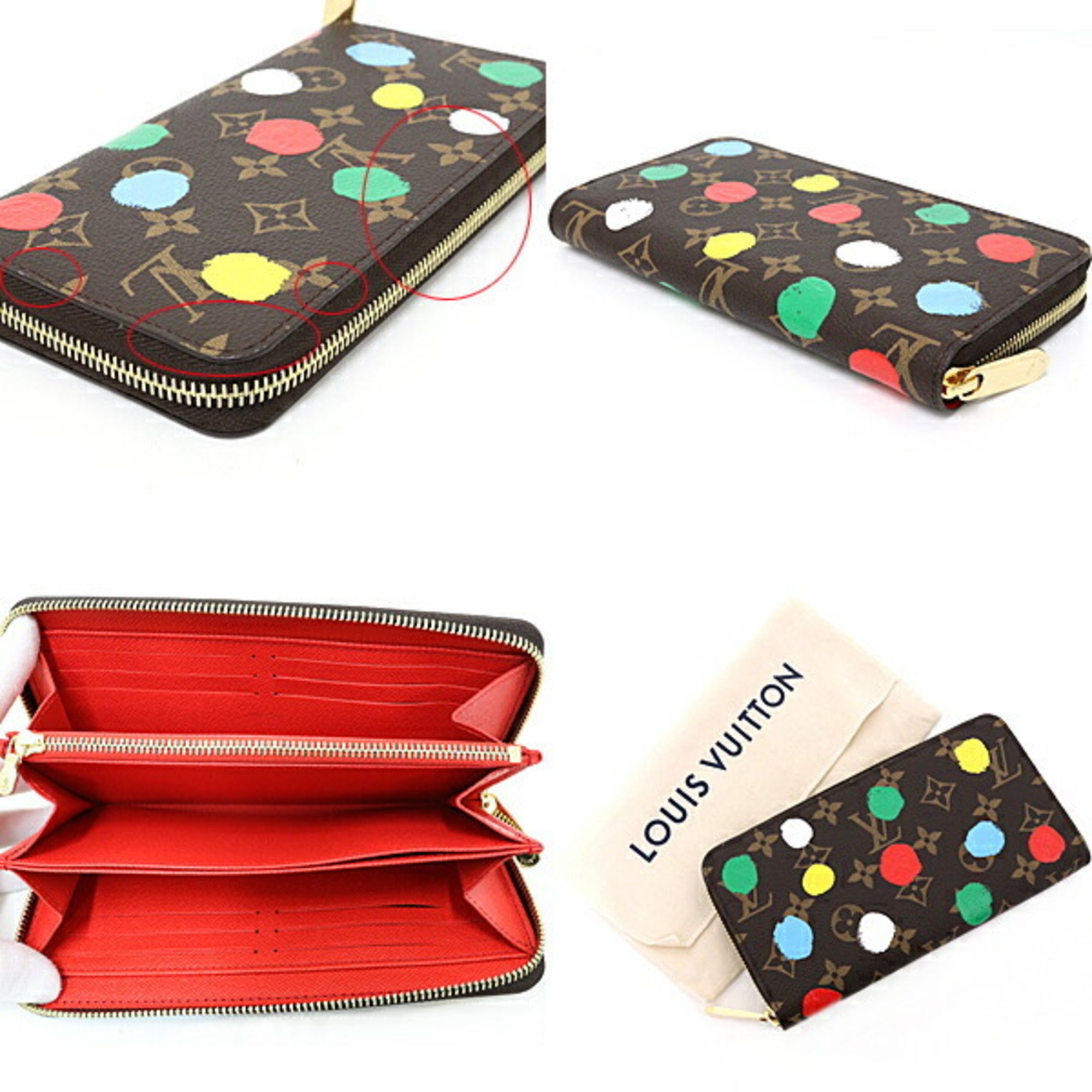 Louis Vuitton Yayoi Kusama LOUIS VUITTON LV x YK Zippy Wallet Round Long Dot M81864