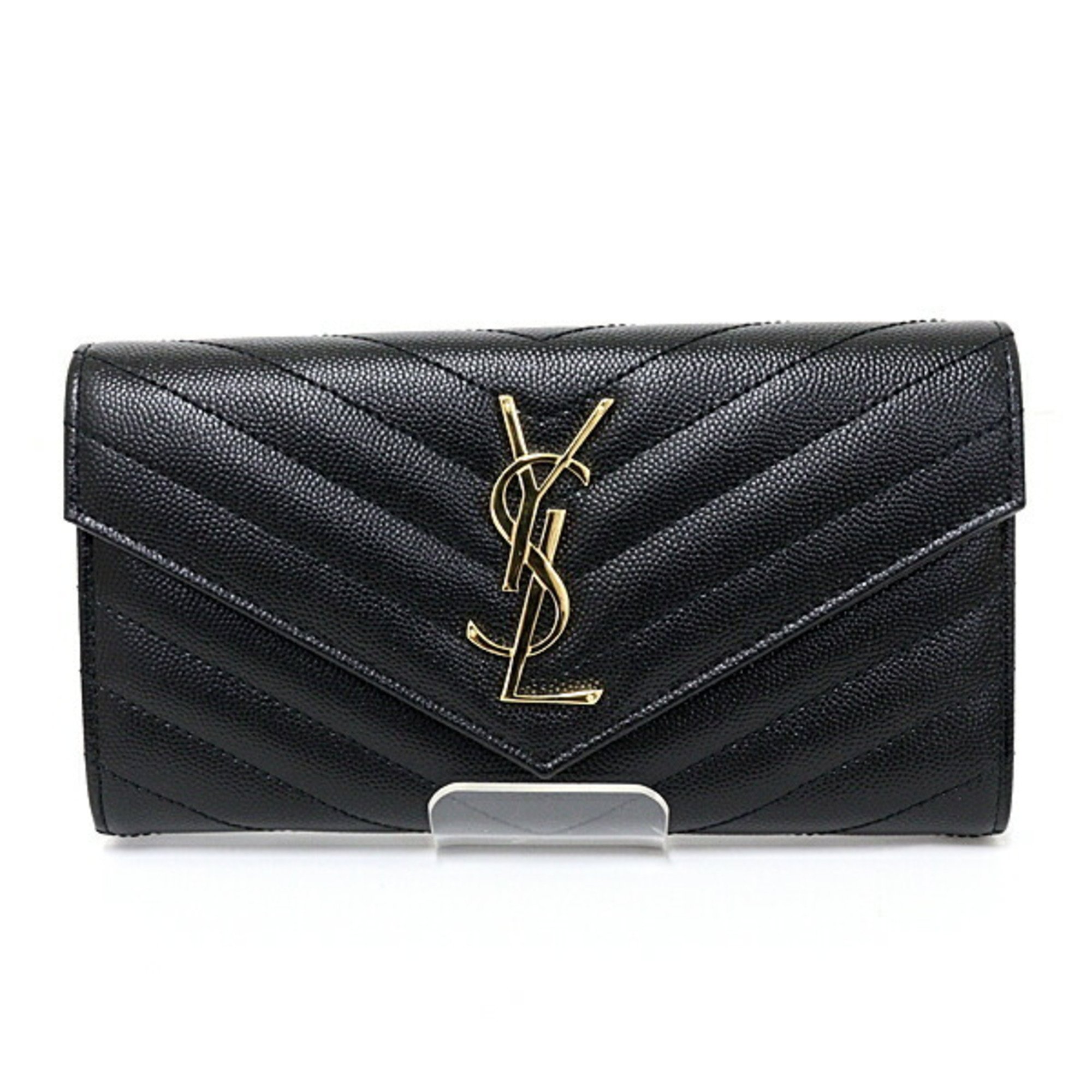 Saint Laurent Cassandra SAINT LAURENT Matelasse Large Flap Wallet Grain de Poudre Embossed Leather 372264